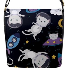 Space Cat Illustration Pattern Astronaut Flap Closure Messenger Bag (s) by Wav3s