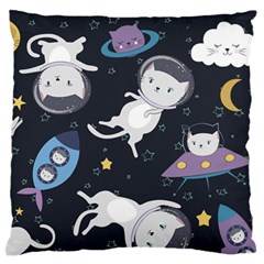 Space Cat Illustration Pattern Astronaut Standard Premium Plush Fleece Cushion Case (two Sides) by Wav3s