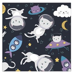 Space Cat Illustration Pattern Astronaut Square Satin Scarf (36  X 36 ) by Wav3s