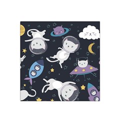 Space Cat Illustration Pattern Astronaut Satin Bandana Scarf 22  X 22  by Wav3s