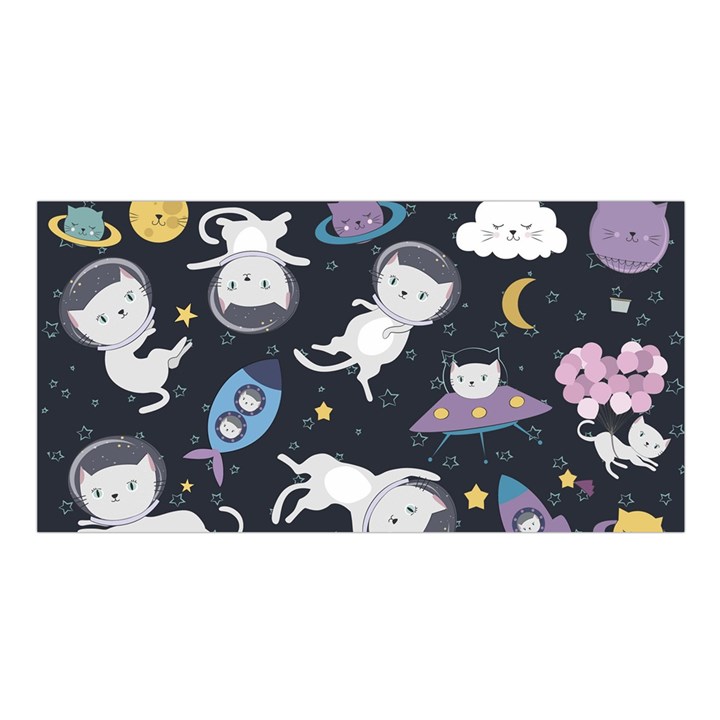 Space Cat Illustration Pattern Astronaut Satin Shawl 45  x 80 