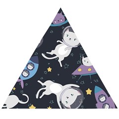 Space Cat Illustration Pattern Astronaut Wooden Puzzle Triangle by Wav3s