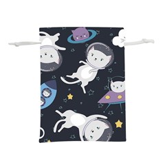 Space Cat Illustration Pattern Astronaut Lightweight Drawstring Pouch (l) by Wav3s