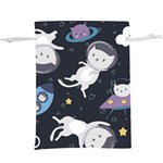 Space Cat Illustration Pattern Astronaut Lightweight Drawstring Pouch (XL) Back