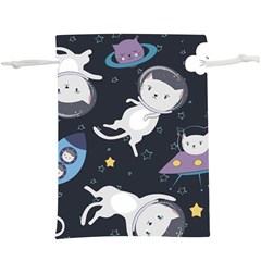 Space Cat Illustration Pattern Astronaut Lightweight Drawstring Pouch (xl) by Wav3s