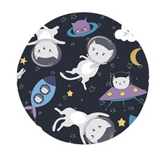 Space Cat Illustration Pattern Astronaut Mini Round Pill Box (pack Of 5) by Wav3s