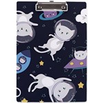 Space Cat Illustration Pattern Astronaut A4 Acrylic Clipboard Front