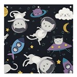 Space Cat Illustration Pattern Astronaut Banner and Sign 4  x 4  Front