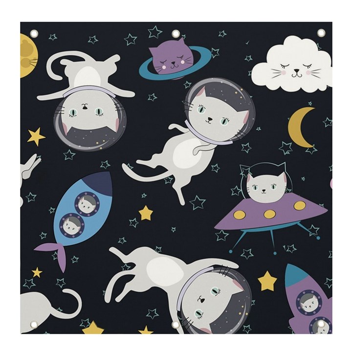 Space Cat Illustration Pattern Astronaut Banner and Sign 4  x 4 