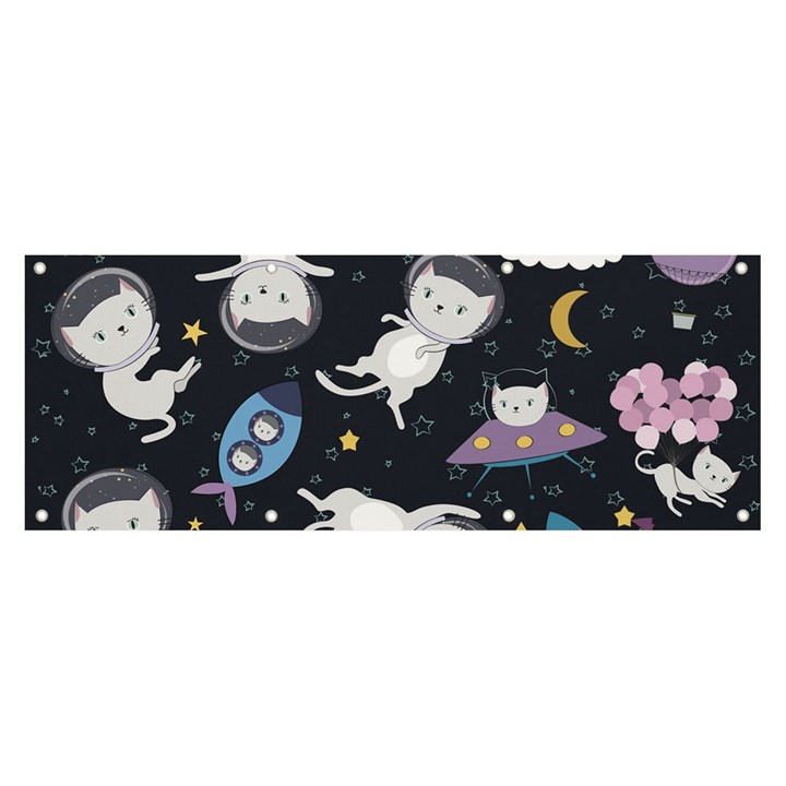 Space Cat Illustration Pattern Astronaut Banner and Sign 8  x 3 