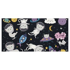 Space Cat Illustration Pattern Astronaut Banner And Sign 8  X 4  by Wav3s