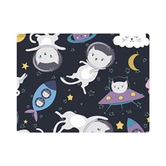 Space Cat Illustration Pattern Astronaut Premium Plush Fleece Blanket (mini) by Wav3s