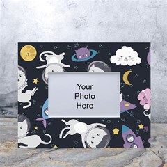 Space Cat Illustration Pattern Astronaut White Tabletop Photo Frame 4 x6  by Wav3s