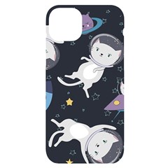 Space Cat Illustration Pattern Astronaut Iphone 14 Plus Black Uv Print Case