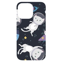 Space Cat Illustration Pattern Astronaut Iphone 14 Pro Max Black Uv Print Case by Wav3s