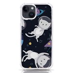 Space Cat Illustration Pattern Astronaut iPhone 14 TPU UV Print Case Front