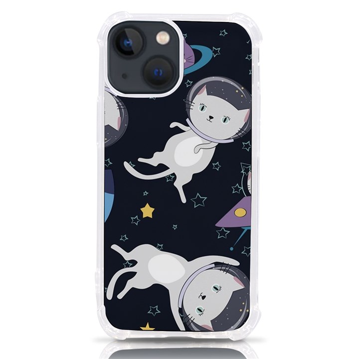 Space Cat Illustration Pattern Astronaut iPhone 13 mini TPU UV Print Case