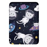 Space Cat Illustration Pattern Astronaut Rectangular Glass Fridge Magnet (4 pack) Front