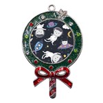 Space Cat Illustration Pattern Astronaut Metal X Mas Lollipop with Crystal Ornament Front