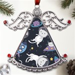 Space Cat Illustration Pattern Astronaut Metal Angel with Crystal Ornament Front