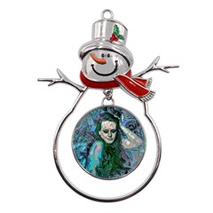 Alphonse Woman Metal Snowman Ornament by MRNStudios