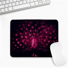 Peacock Pink Black Feather Abstract Small Mousepad by Wav3s