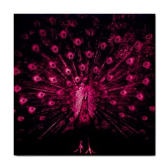 Peacock Pink Black Feather Abstract Tile Coaster by Wav3s