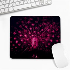 Peacock Pink Black Feather Abstract Large Mousepad by Wav3s