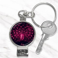 Peacock Pink Black Feather Abstract Nail Clippers Key Chain by Wav3s