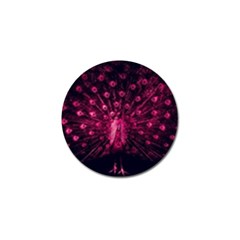 Peacock Pink Black Feather Abstract Golf Ball Marker by Wav3s