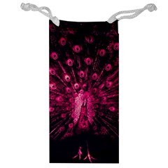 Peacock Pink Black Feather Abstract Jewelry Bag by Wav3s