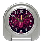 Peacock Pink Black Feather Abstract Travel Alarm Clock Front