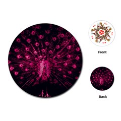 Peacock Pink Black Feather Abstract Playing Cards Single Design (round) by Wav3s