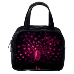 Peacock Pink Black Feather Abstract Classic Handbag (one Side) by Wav3s