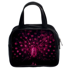 Peacock Pink Black Feather Abstract Classic Handbag (two Sides) by Wav3s