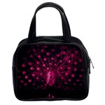 Peacock Pink Black Feather Abstract Classic Handbag (Two Sides) Front