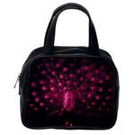 Peacock Pink Black Feather Abstract Classic Handbag (Two Sides) Back