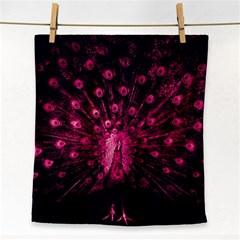 Peacock Pink Black Feather Abstract Face Towel by Wav3s