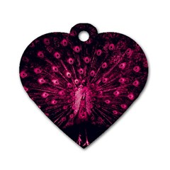 Peacock Pink Black Feather Abstract Dog Tag Heart (one Side) by Wav3s