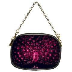 Peacock Pink Black Feather Abstract Chain Purse (two Sides) by Wav3s