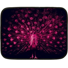 Peacock Pink Black Feather Abstract Fleece Blanket (mini) by Wav3s