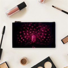 Peacock Pink Black Feather Abstract Cosmetic Bag (small) by Wav3s