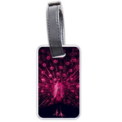 Peacock Pink Black Feather Abstract Luggage Tag (one Side) by Wav3s