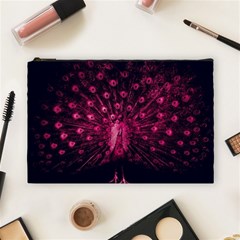 Peacock Pink Black Feather Abstract Cosmetic Bag (large) by Wav3s