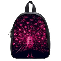 Peacock Pink Black Feather Abstract School Bag (small) by Wav3s