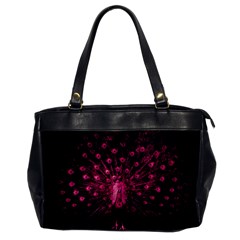 Peacock Pink Black Feather Abstract Oversize Office Handbag by Wav3s