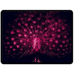 Peacock Pink Black Feather Abstract Fleece Blanket (large) by Wav3s