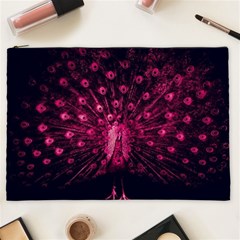 Peacock Pink Black Feather Abstract Cosmetic Bag (xxl) by Wav3s