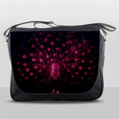 Peacock Pink Black Feather Abstract Messenger Bag by Wav3s