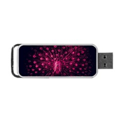 Peacock Pink Black Feather Abstract Portable Usb Flash (two Sides) by Wav3s